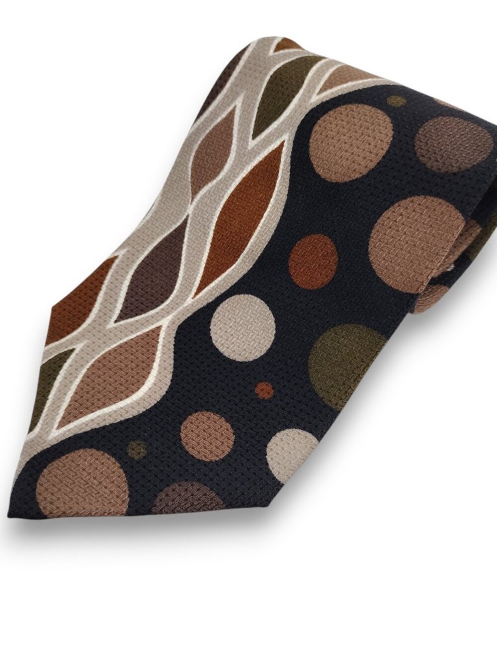 Vintage Bachrach Retro Print Italian Silk Woven Necktie 4 x 57